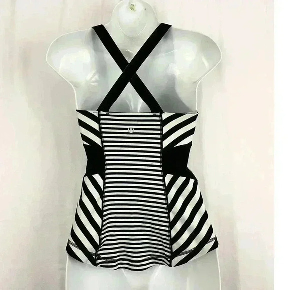 Lululemon Work It Out Tank Top Sz 4 Sea Stripe Mint Moment Black NWOT - Picture 2 of 10